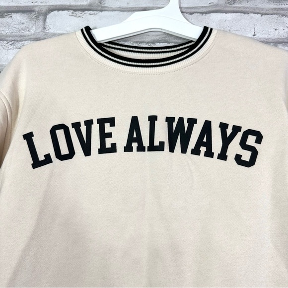 Cat & Jack Girls Cream Black Love Always Long Sleeve Sweatshirt - NWT - Picture 3 of 9